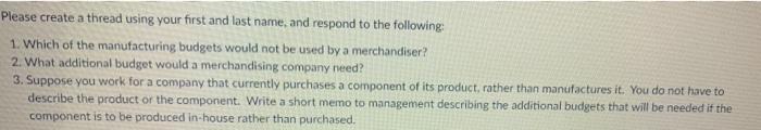  Please create a thread using your first and last name, and