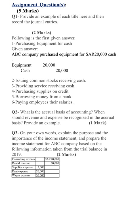 please l need an answer for this assessment Assignment Question(s): (5 Marks)