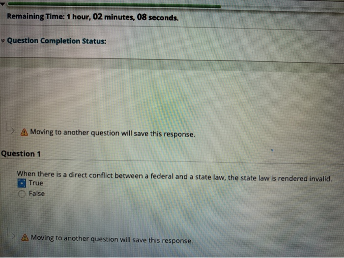  Remaining Time: 1 hour, 02 minutes, 08 seconds. Question Completion Status:
