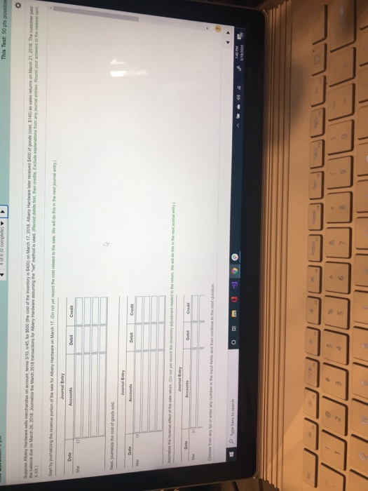  complete This Test: 50 pts possible Soose Albany e s merchandise