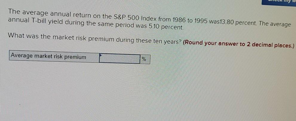  The average annual return on the S&P 500 Index from 1986