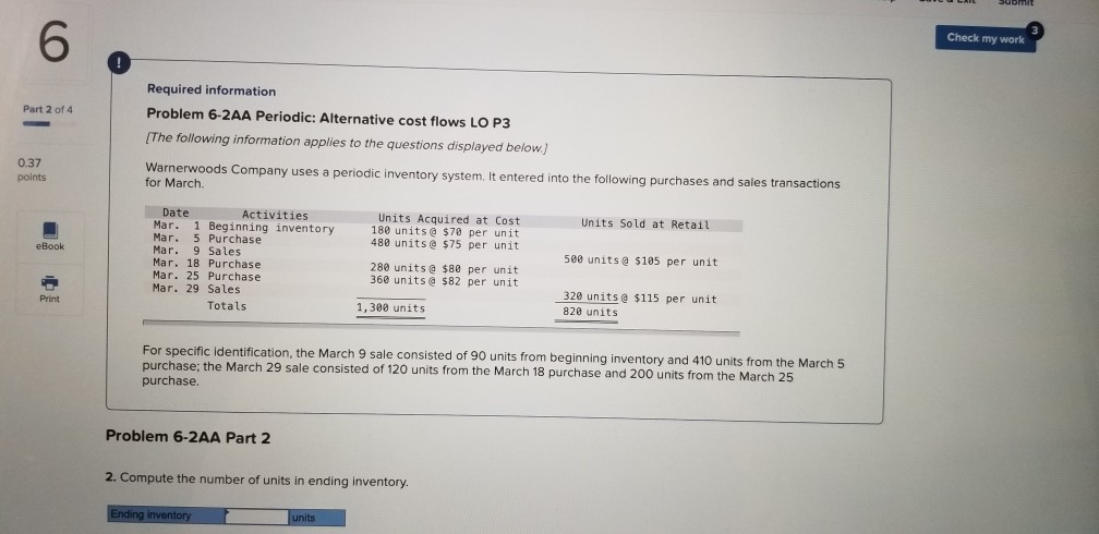 Alternative cost flows LOP3 (The following information applies to the questions displayed