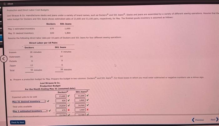 please help with missing sections ebook Production and Owed Labor Cost Budgets