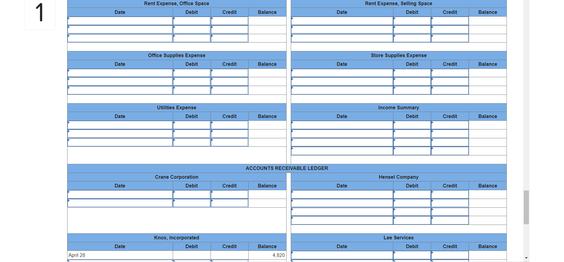 dated May 4, terms n/30. May 5 Received payment from Knox Company