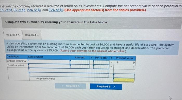 to cost $630,000 and have a useful life of six years. The