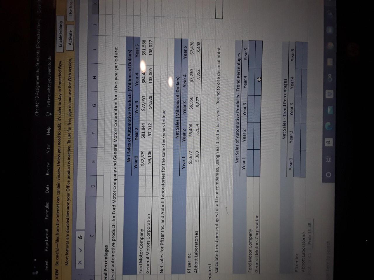 Trend Percentages. Would appreciate a walkthrough Chapter 13 Assignment for Students (Protected