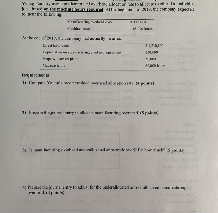  Young Foundry uses a predetermined overhead allocation rate to allocate overhead