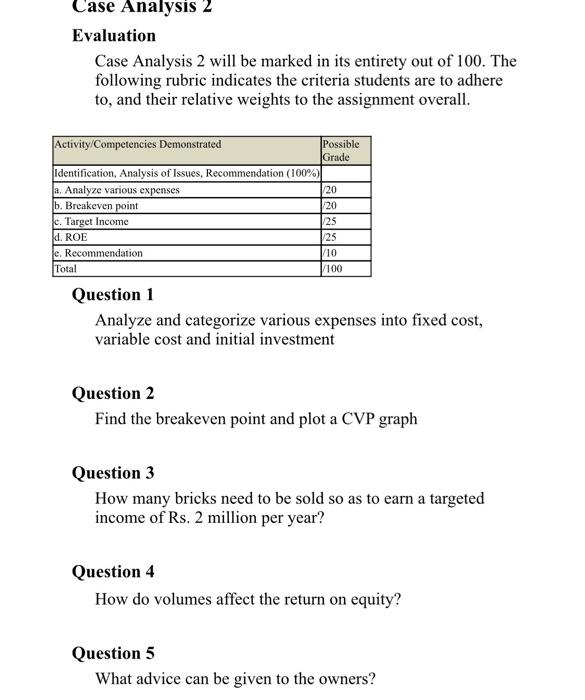  Case Analysis 2 Evaluation Case Analysis 2 will be marked in