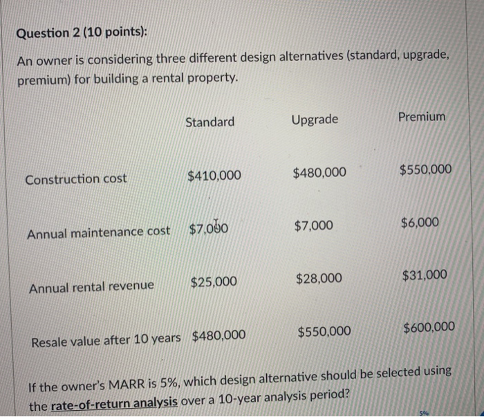  please show work, the question is " If the owners MARR