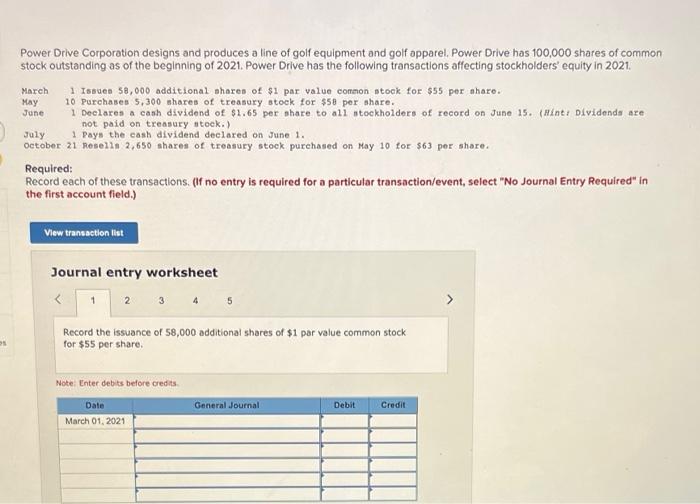 please help me woth these 5 journal entries :)) March May Power