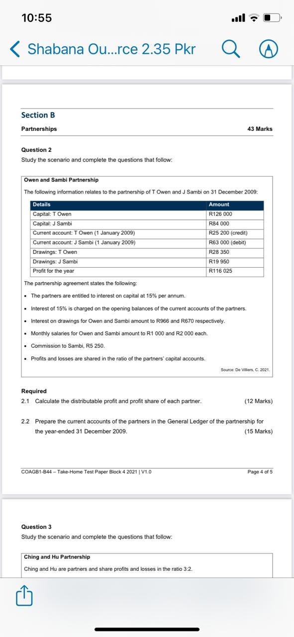 10:55 < Shabana Ou.. Section B Partners hips Question 2 .rce 2.35