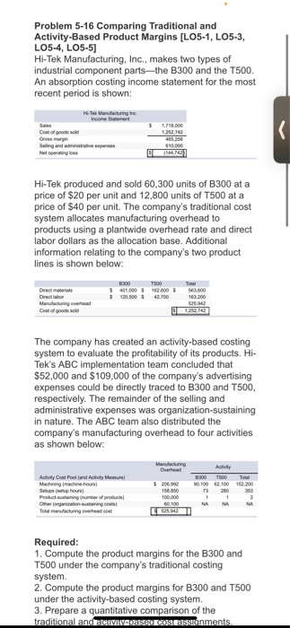  i need all bottom questions answered please! Problem 5-16 Comparing Traditional