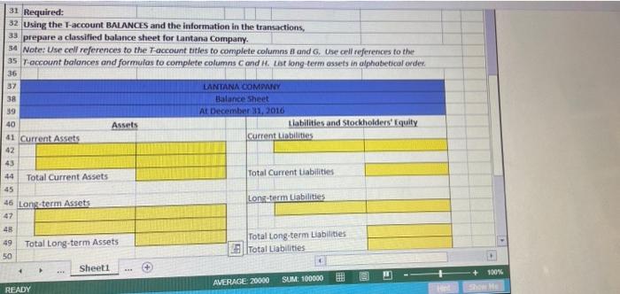 transactions to the T-Accounts and has asked you to prepare the classified