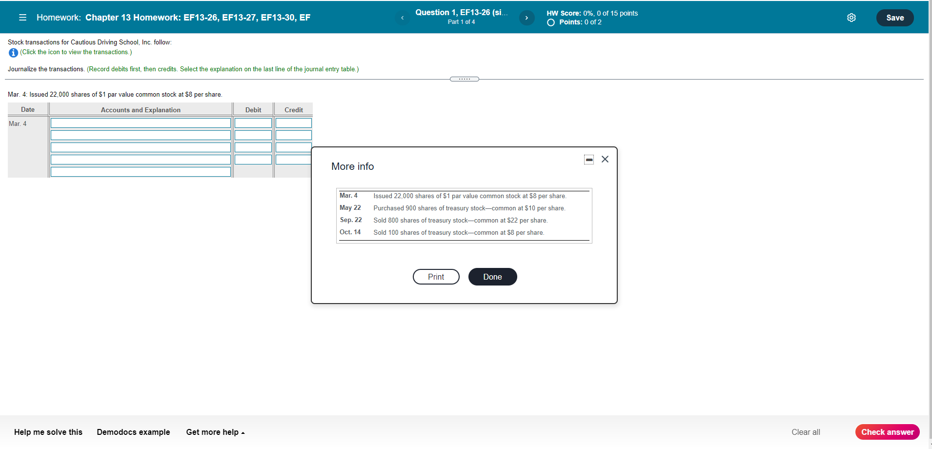  Homework: Chapter 13 Homework: EF13-26, EF13-27, EF13-30, EF Question 1, EF13-26