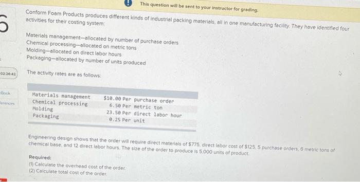  This question will be sent to your instructor for grading. Conform