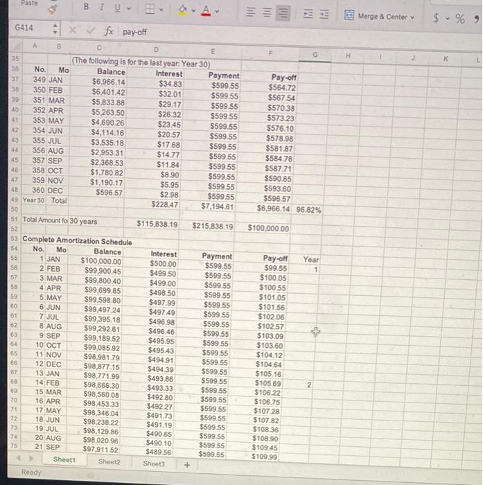 ($100,000 Loan Amount at 6% for 30 years) 2 3 =PMT(6%/2,360,-100000) 4