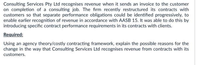  Consulting Services Pty Ltd recognises revenue when it sends an invoice