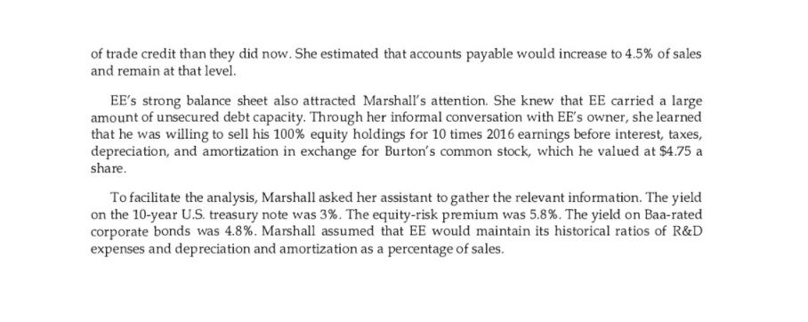 a WACC of 8.1%. Estimate EE terminal value using: (i) the perpetuity