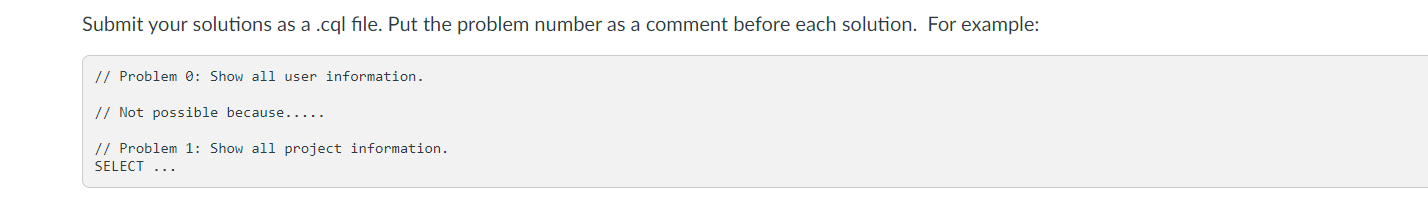 families given below. For this assignment, ONLY use the column families described