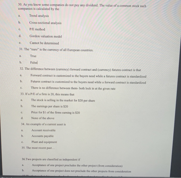  a. b. C. d. e. b. 30. As you know some