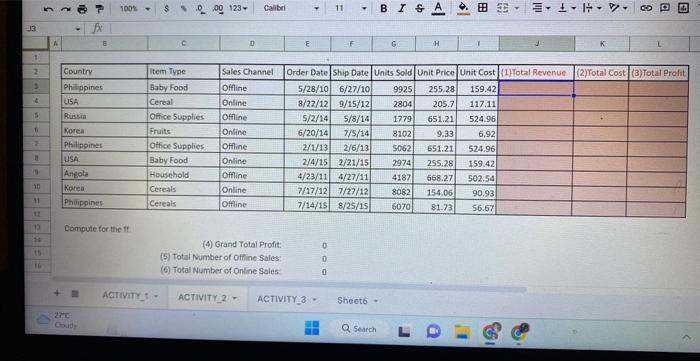 show me your solution Compule for the ft (4) Grand Total Profit: