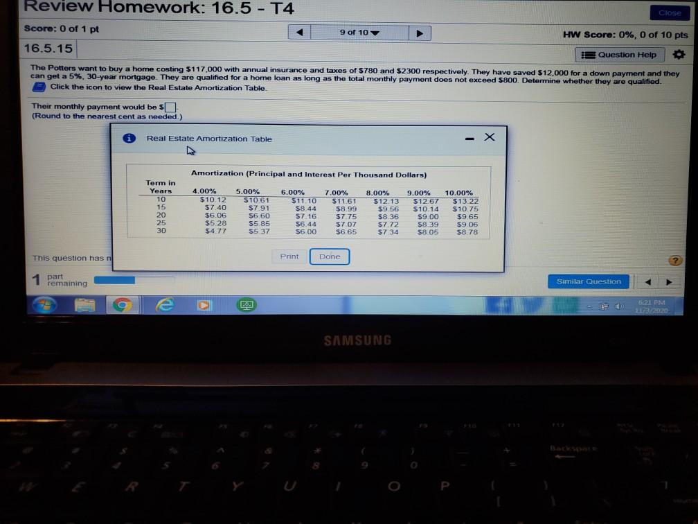  help pls dhow work Close Review Homework: 16.5 - T4 Score: