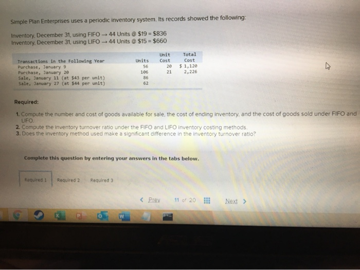  Simple Plan Enterprises uses a periodic inventory system. Its records showed