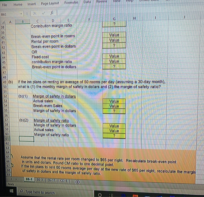 The inn has 75 rooms that are rented at $60 3 a