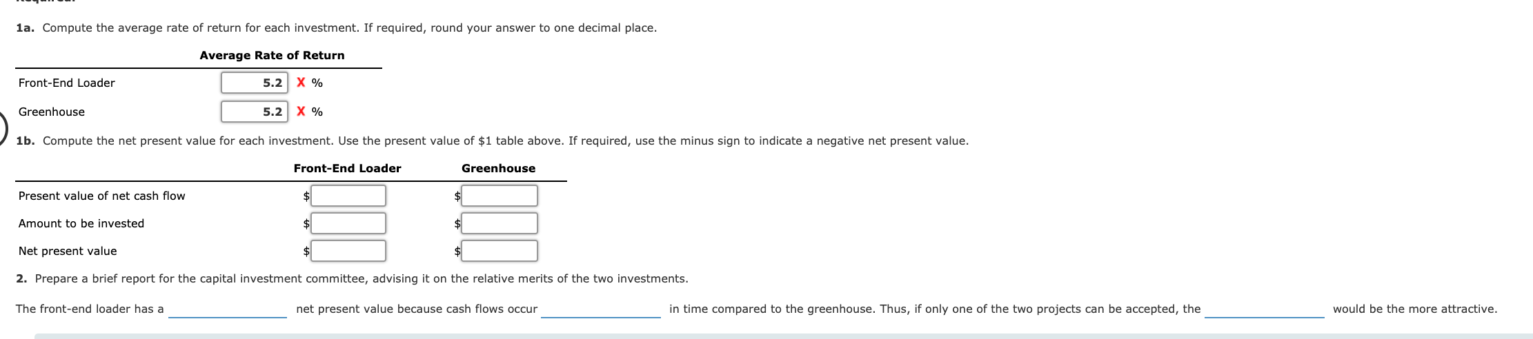 for a service company The capital investment committee of Arches Landscaping Company