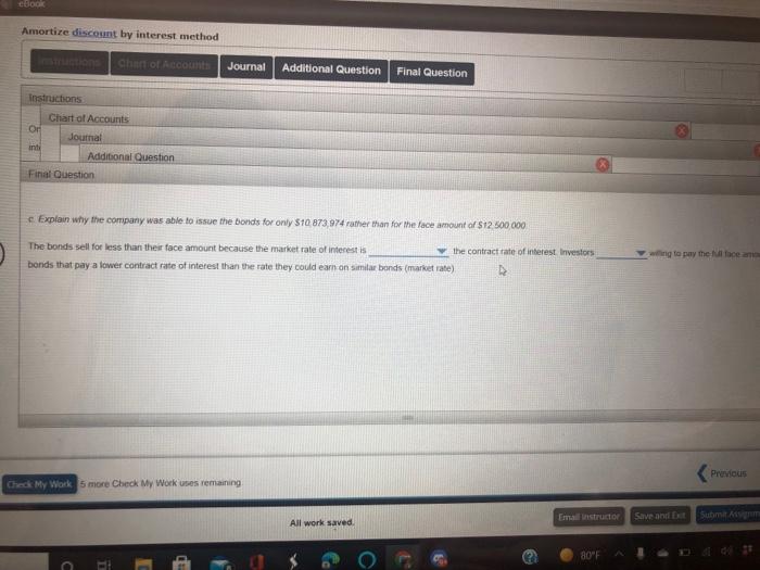 Ebert receiving cash of 510 873,974 The company uses the interest method