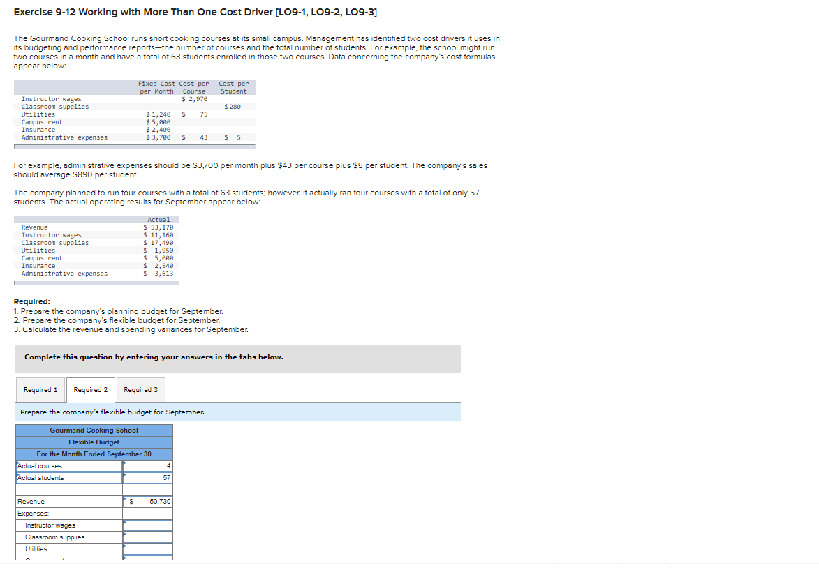 Exercise 9-12 Working with More Than One Cost Driver (LO9-1, LO9-2,