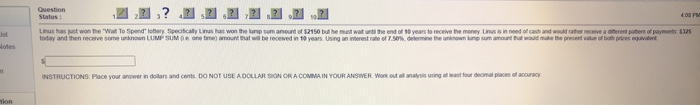  Question ? ...... 400 PM Status: Linus has just won the