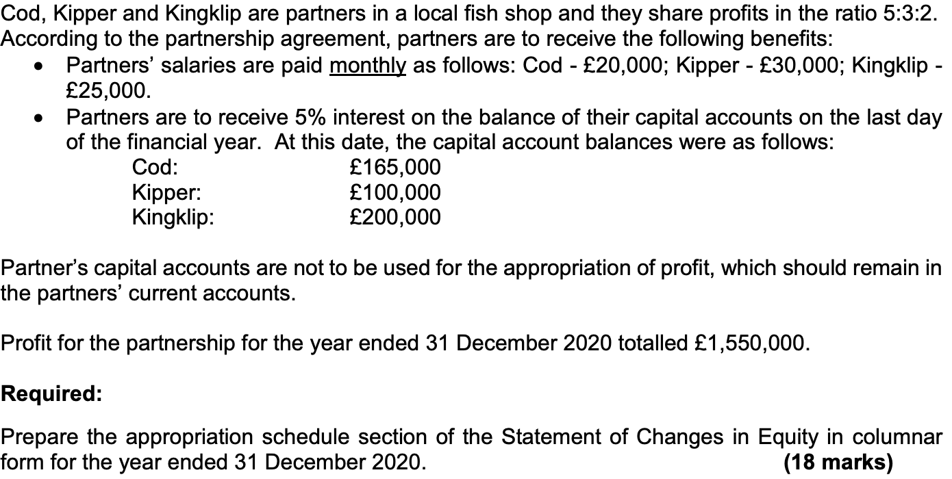  Cod, Kipper and Kingklip are partners in a local fish shop