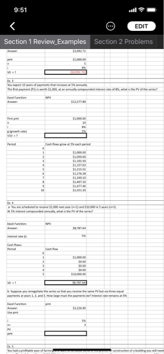  9:51 EDIT Section 1 Review_Examples Section 2 Problems $2.000.00 1 VO