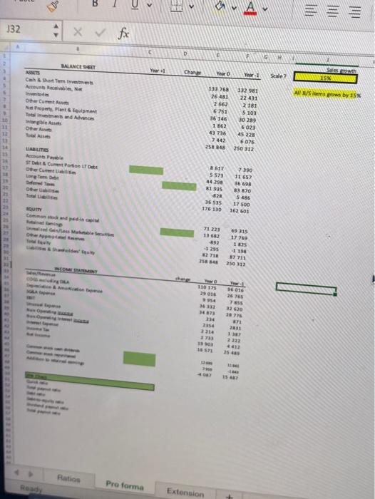 proforma "next year' financial information based on assumptions of sales growth and