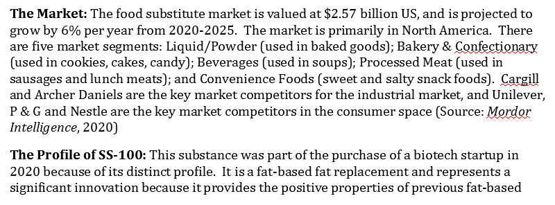 as the development of the product will require expertise from a variety