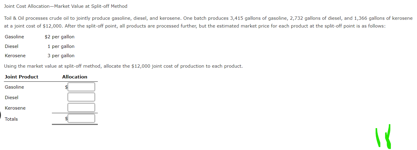 i need help with this please. Joint Cost Allocation-Market Value at Split-off