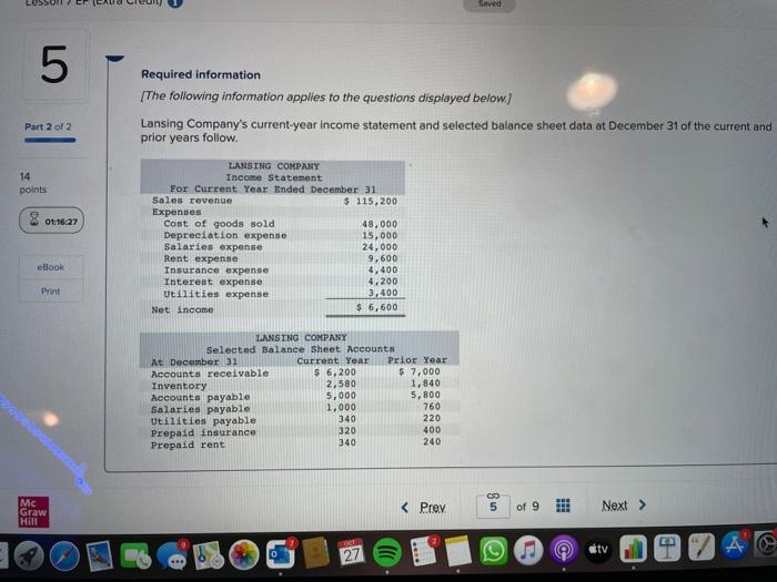 statement of cash flows using direct method 5 Required information [The following