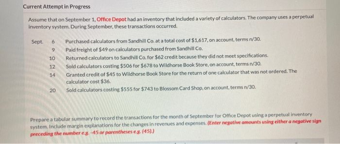  6 Current Attempt in Progress Assume that on September 1, Office