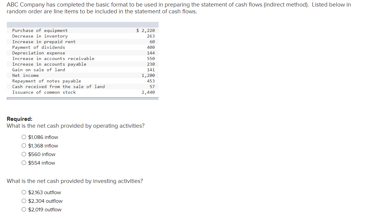  ABC Company has completed the basic format to be used in