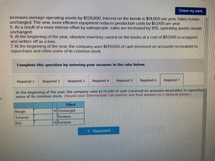 stated in terms of margin and turnover. For each of the following