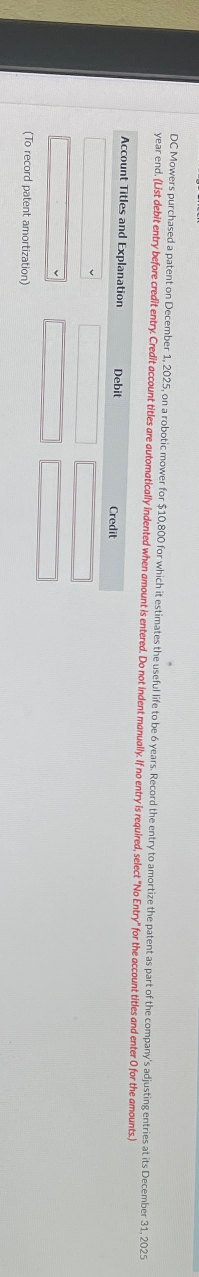  year end. (List debit entry before credit entry. Credit account titles