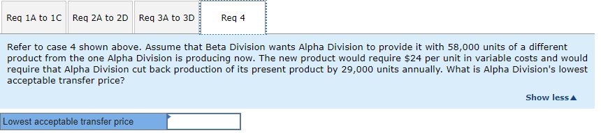 information relative to the two divisions: Case 1 2 3 4 Alpha