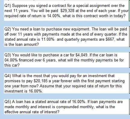  Q1) Suppose you signed a contract for a special assignment over
