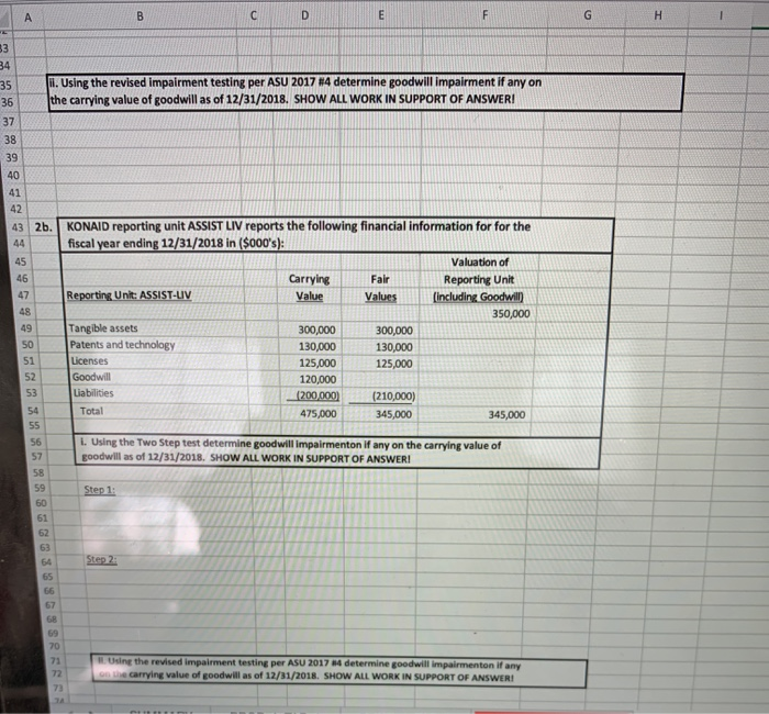 PARTS 2a., 2b. and 2c below. SHOW ALL WORK IN SUPPORT OF