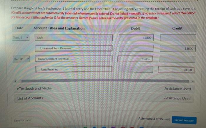 a warehouse.On September 1, it rented storage space to a lessee (tenant)