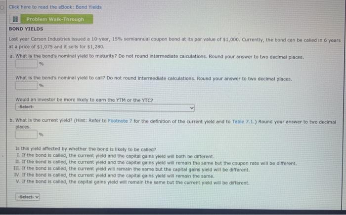  Click here to read the eBook: Bond Yields 11 Problem Walk-Through