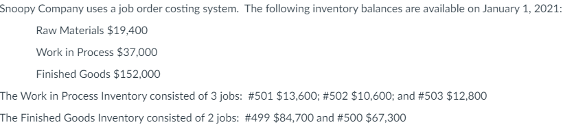  - Using the information prepare a manufacturing statement - Using the