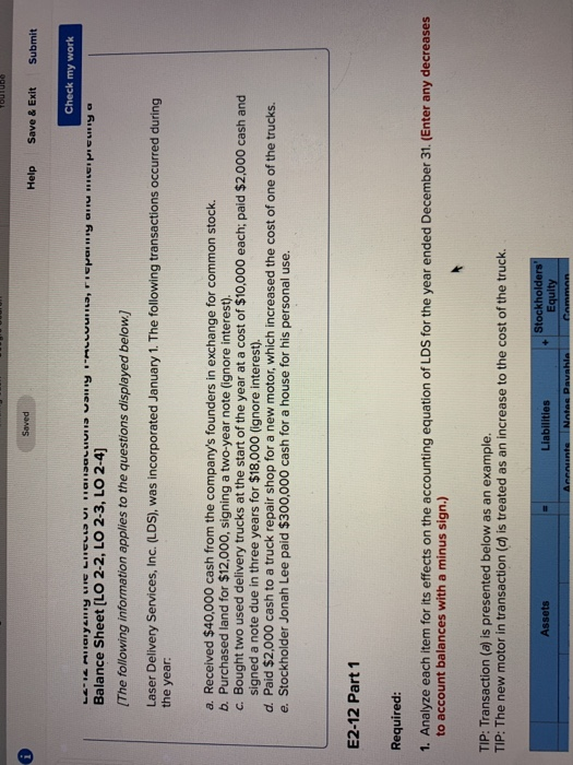  Toutube 0 Saved Help Save & Exit Submit Check my work