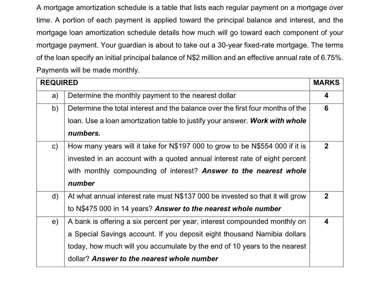  A mortgage amortization schedule is a table that lists each regular